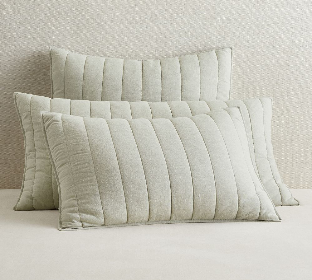 European Flax Linen/Cotton Channel Stitch Quilted Sham | Pottery Barn (US)