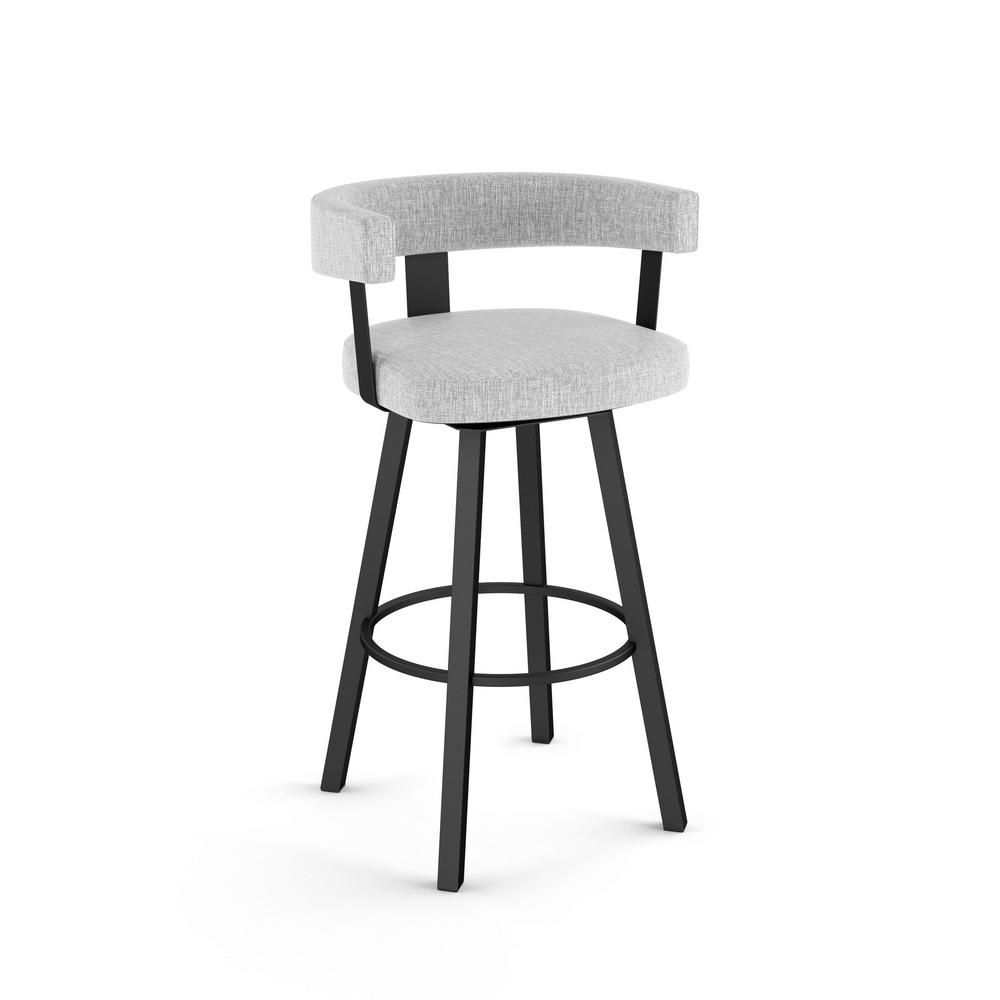 Amisco Parker 26 in. Grey White Polyester / Black Metal Swivel Counter Stool, Gray White/Black | The Home Depot