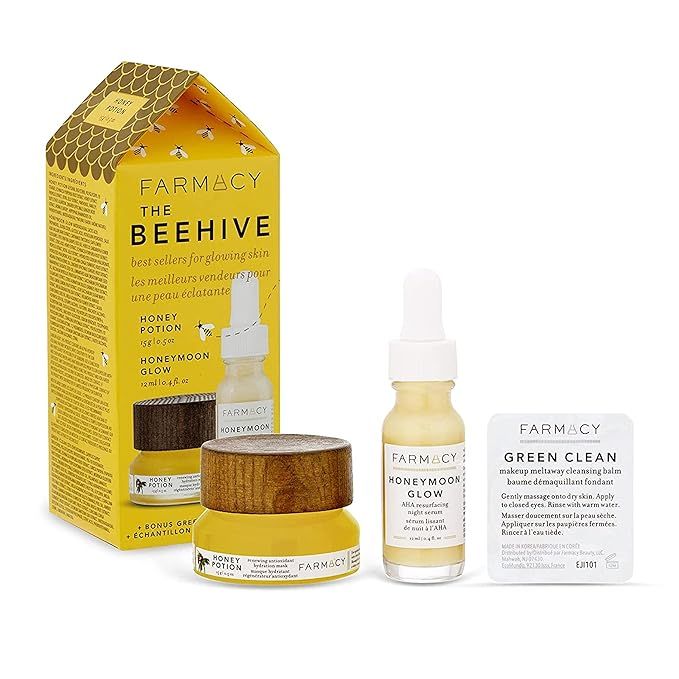 Farmacy The Beehive Honey Skincare Gift Set - Mini Sizes of Facial Skin Care Products - Honeymoon... | Amazon (US)