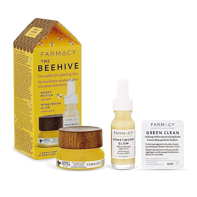 Farmacy The Beehive Honey Skincare Gift Set - Mini Sizes of Facial Skin Care Products - Honeymoon... | Amazon (US)