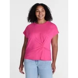 Time and Tru Women's Twist-Front Tee with Short Sleeves, Sizes XS-XXXL | Walmart (US)