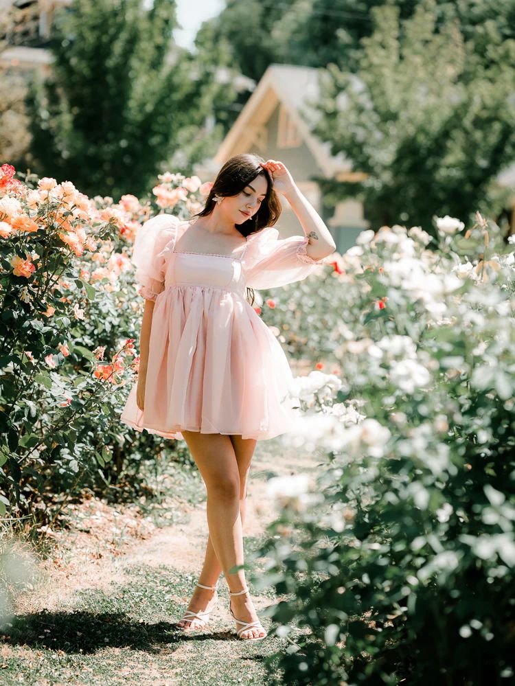 Georgie Pink Puff Sleeve Mini Dress | Confête