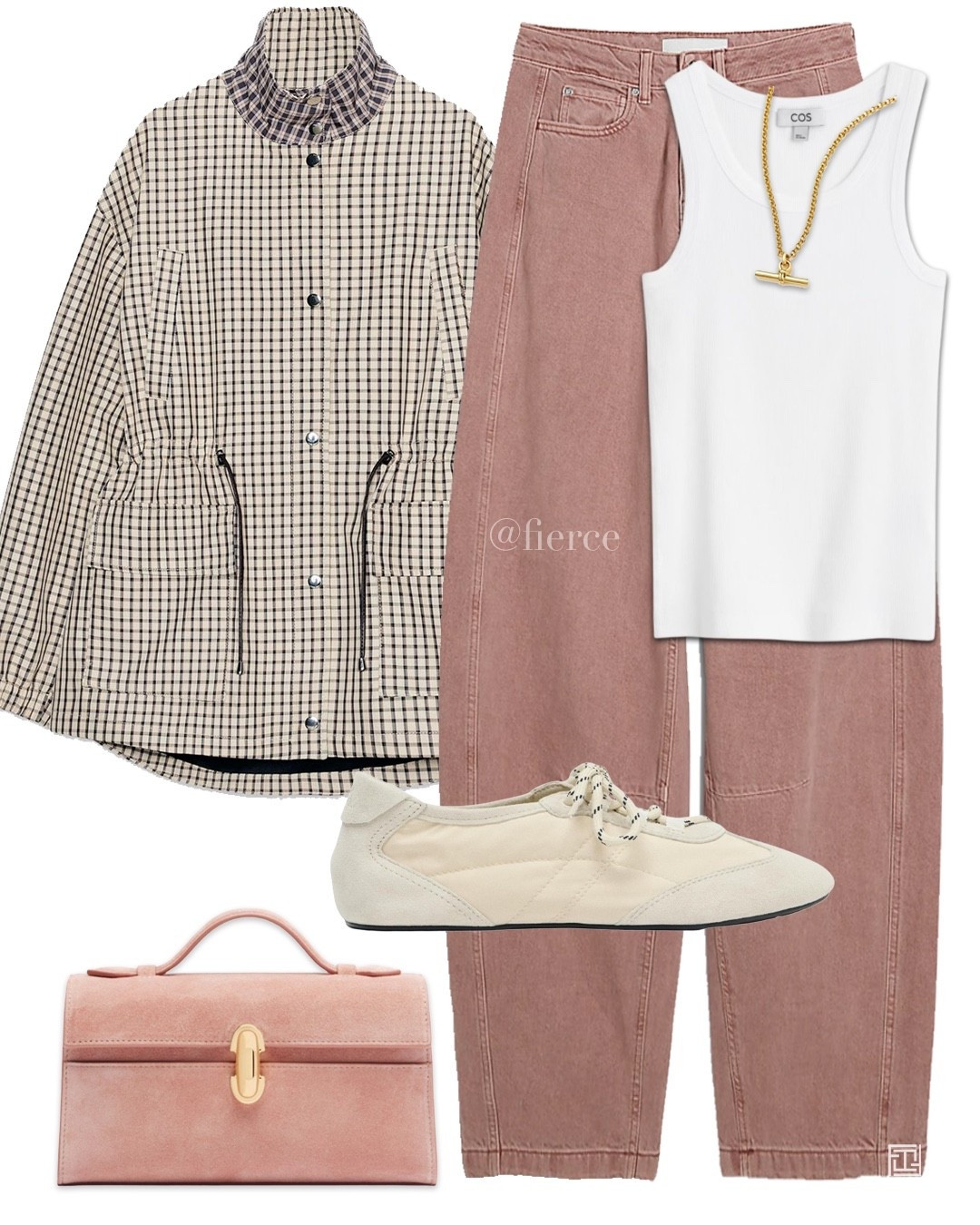 Pink balloon jeans check jacket slim sneakers pink suede bag white tank top casual outfit city break 

#LTKspring #LTKuk #LTKeurope