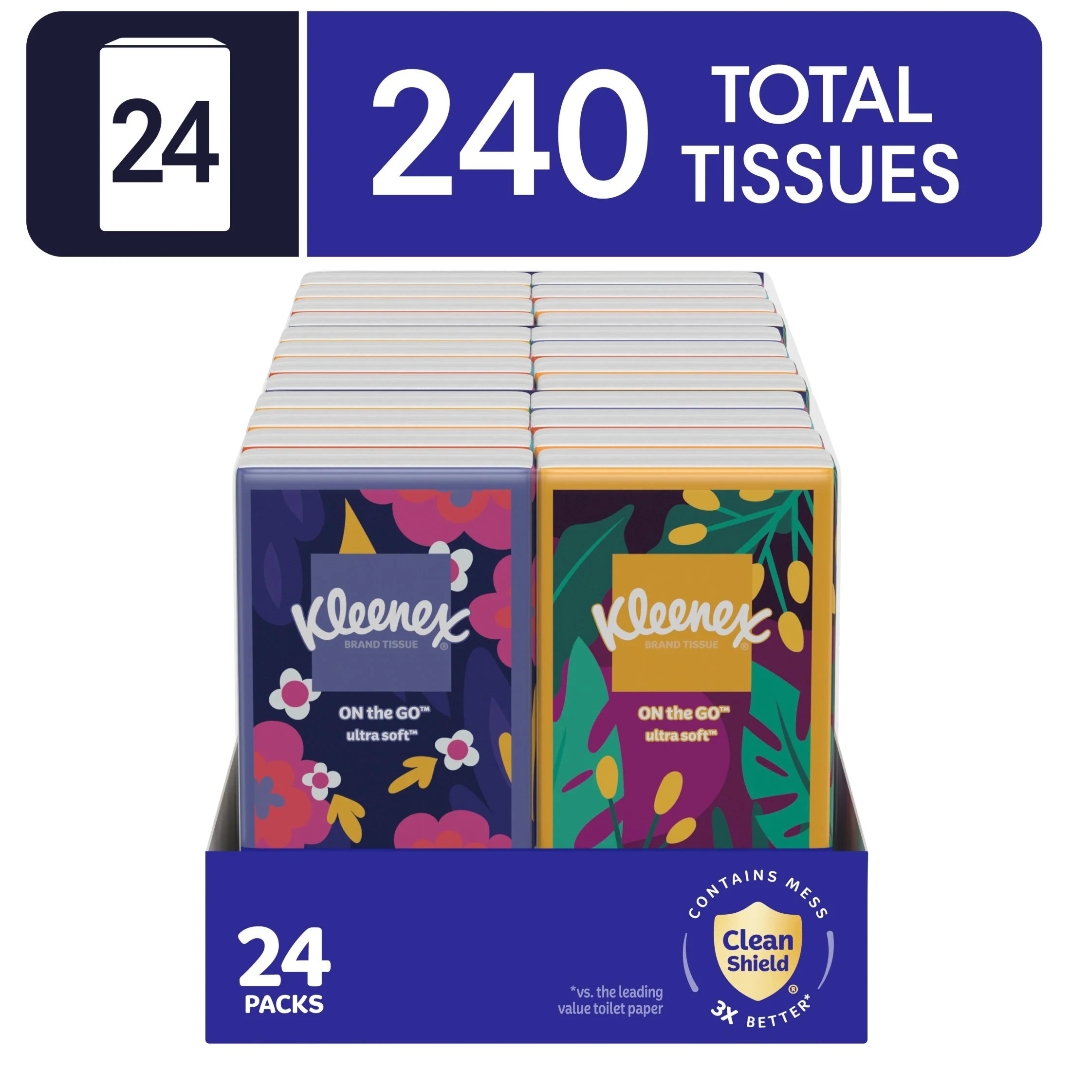 Kleenex On-The-Go Facial Tissues, 8 On-The-Go Packs, 10 Tissues per Pack, 3-Ply | Walmart (US)