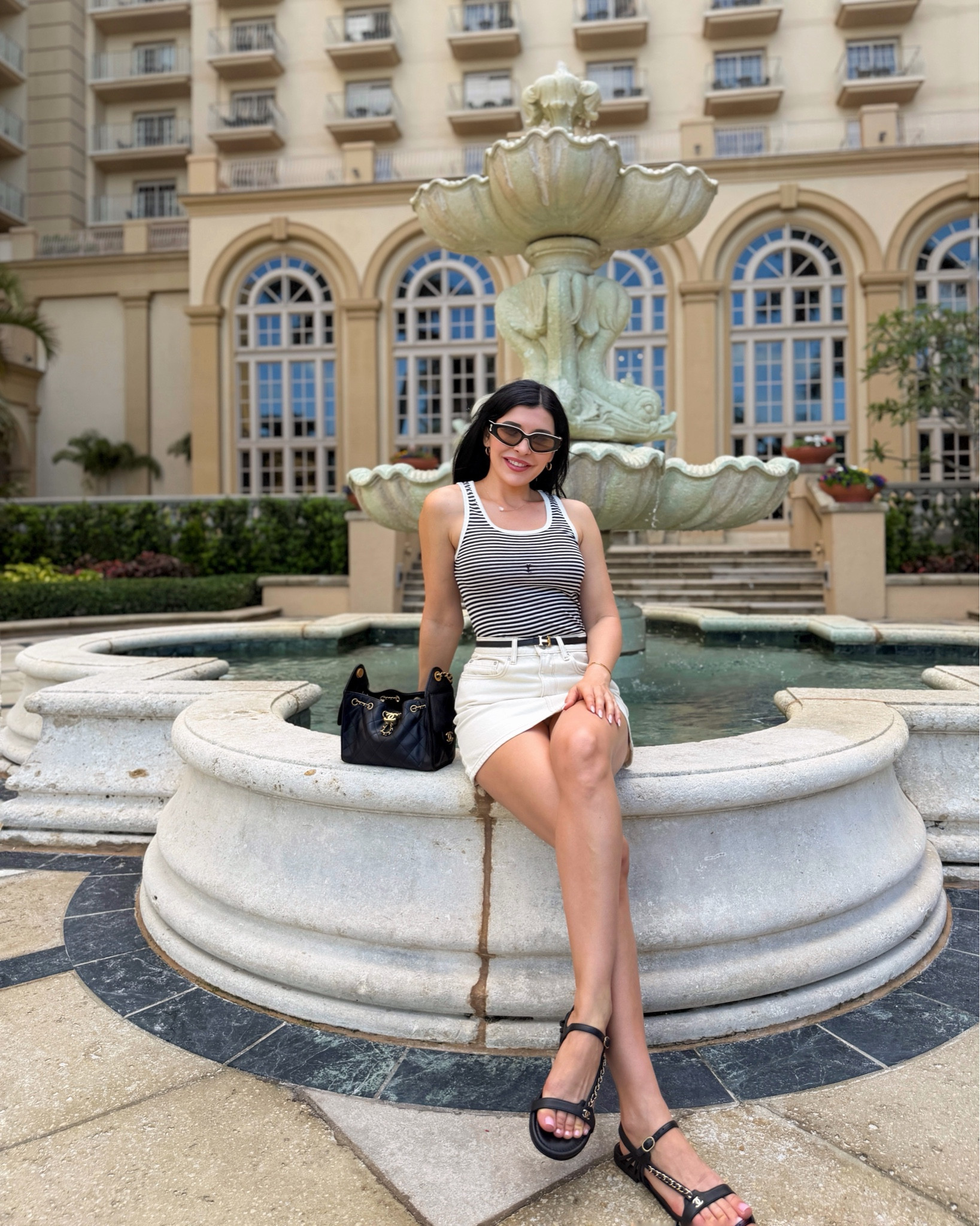 YSL stripe top, white jean mini skirt miami outfit 

#LTKdayinmylife #LTKootd #LTKgrwm