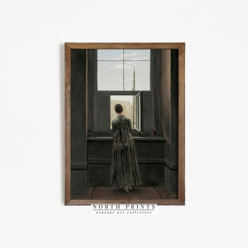 Vintage Portrait Painting | Antique Print Woman Window PRINTABLE #529 | Etsy (CAD)