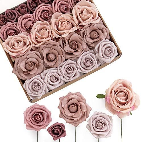 Ling's moment Roses Artificial Flowers Ombre Box Set - Realistic Fake Roses with Stem for DIY Wed... | Amazon (US)