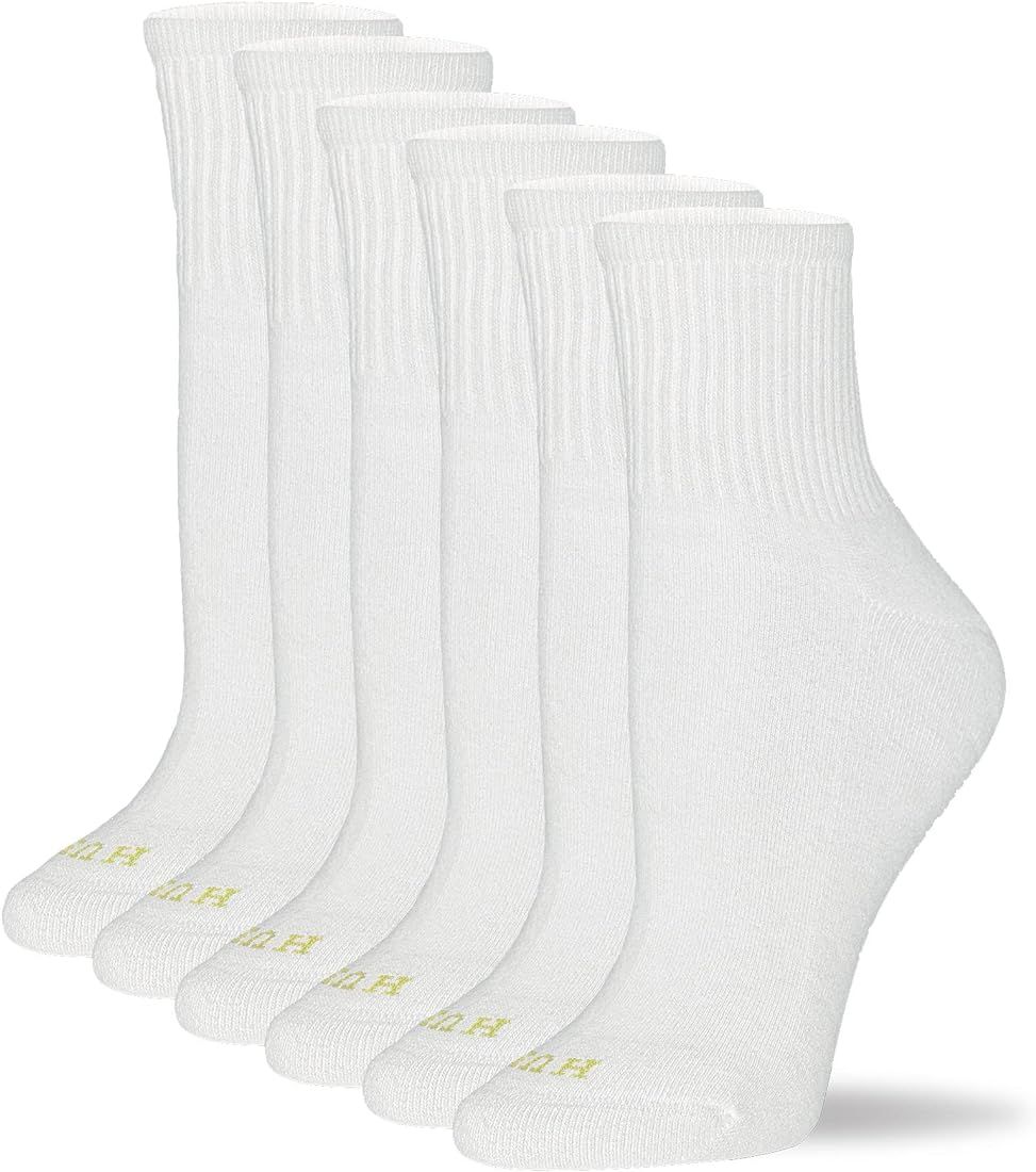 HUE Women's Cotton Mini Crew Socks - Size 6-10 - Ladies Athletic Cushioned Workout Socks | Amazon (US)