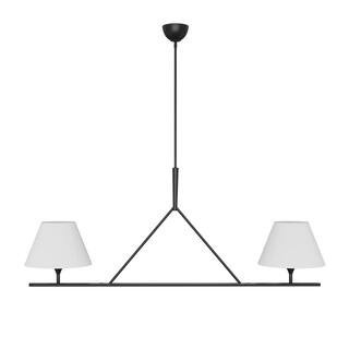 54.33 in. 2-Light Kitchen Island Linear Chandelier Classic Matte Black Pendant Light with fabric shades | The Home Depot