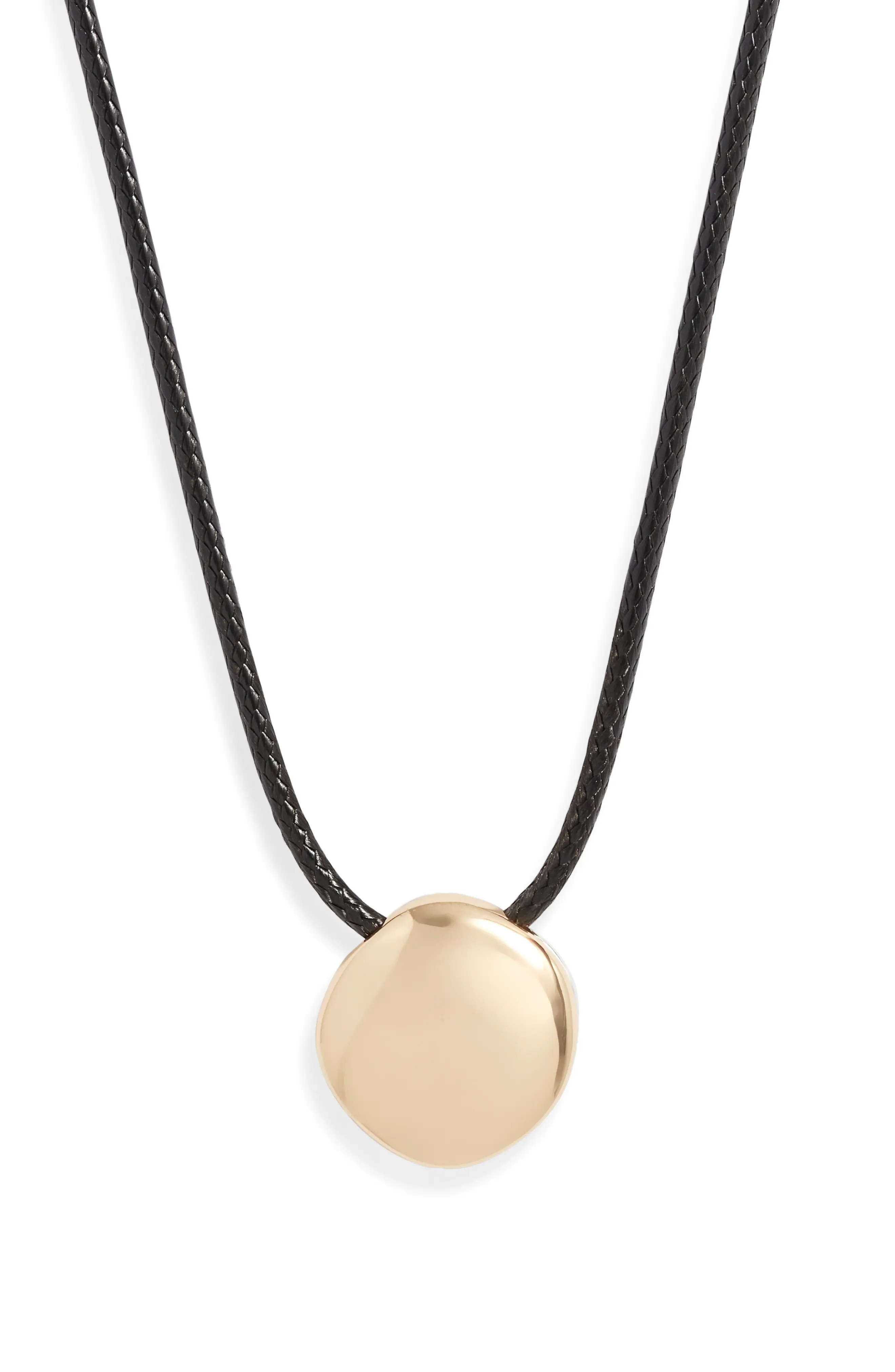 Nordstrom Reversible Polished Orb Cord Necklace in Black- Gold- Silver at Nordstrom | Nordstrom