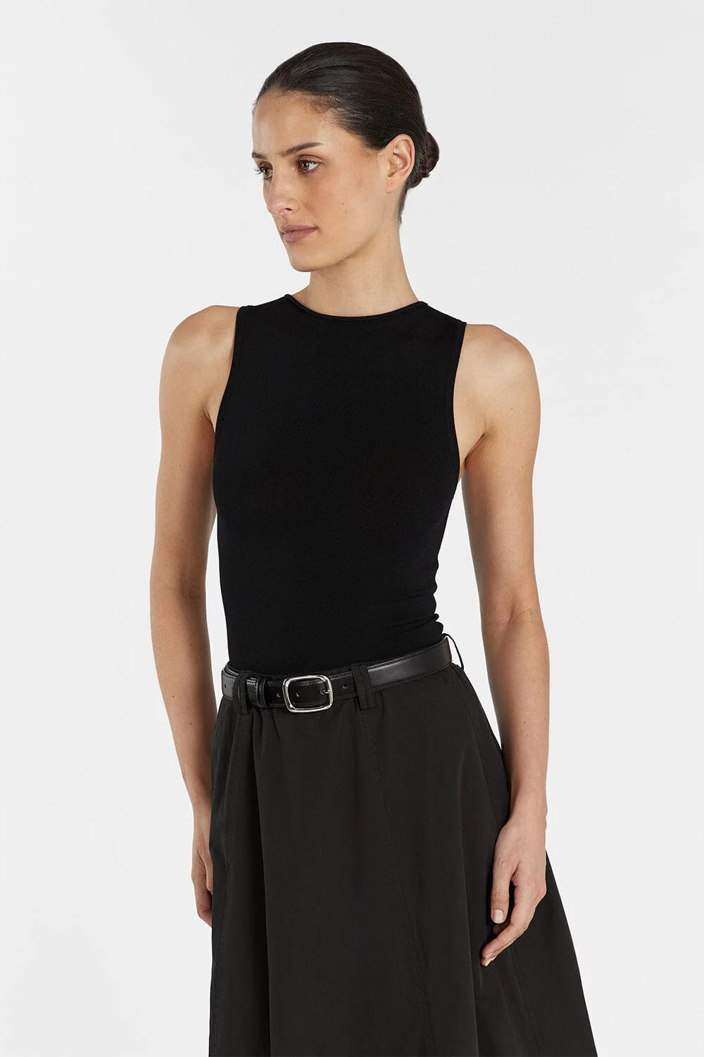 RUBY BLACK BOAT NECK KNIT TOP | DISSH