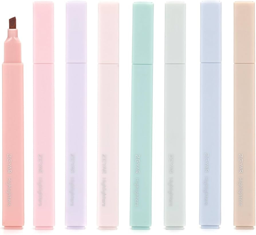 ZEYAR Aesthetic Cute Highlighter Pens, Cream colors, Chisel Tip, Water Based, Quick Dry, No Bleed... | Amazon (US)