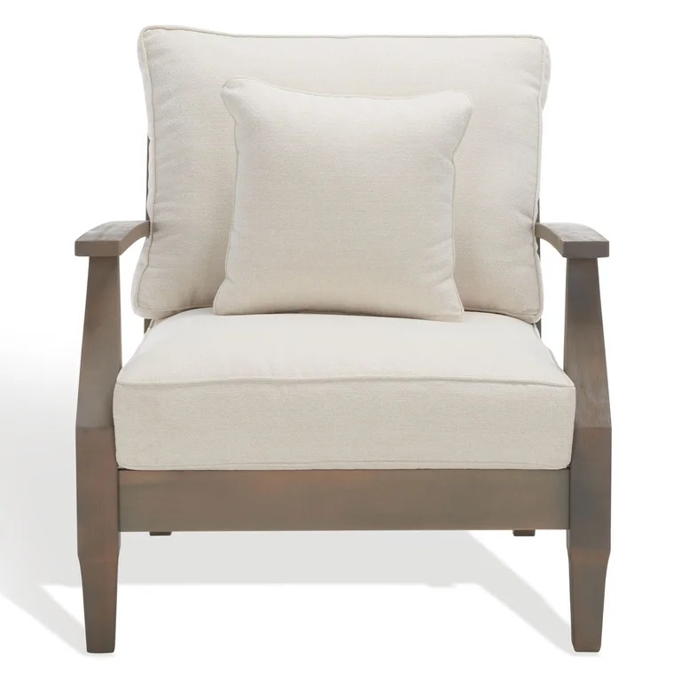 Safavieh Couture Martinique Coastal Eucalyptus Wood Solid Armchair, Light Grey/Beige | Walmart (US)