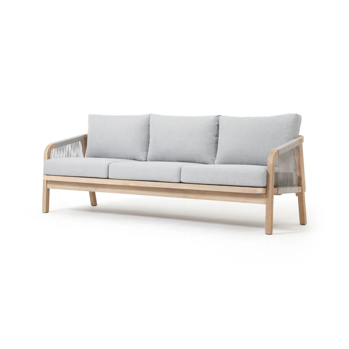 80 “W Outdoor Acacia Wood Woven Sofa With Cushions | Wayfair North America