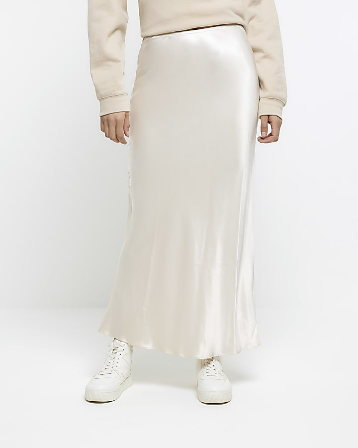 Cream satin maxi skirt | River Island (UK & IE)