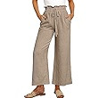 ANRABESS Women's Linen Pants Casual Loose High Waist Drawstring Wide Leg Capri Palazzo Pants Trou... | Amazon (US)