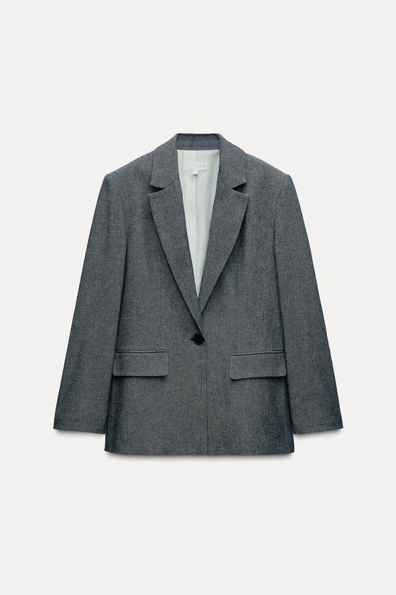 STRAIGHT CUT SHOULDER PAD BLAZER | Zara US