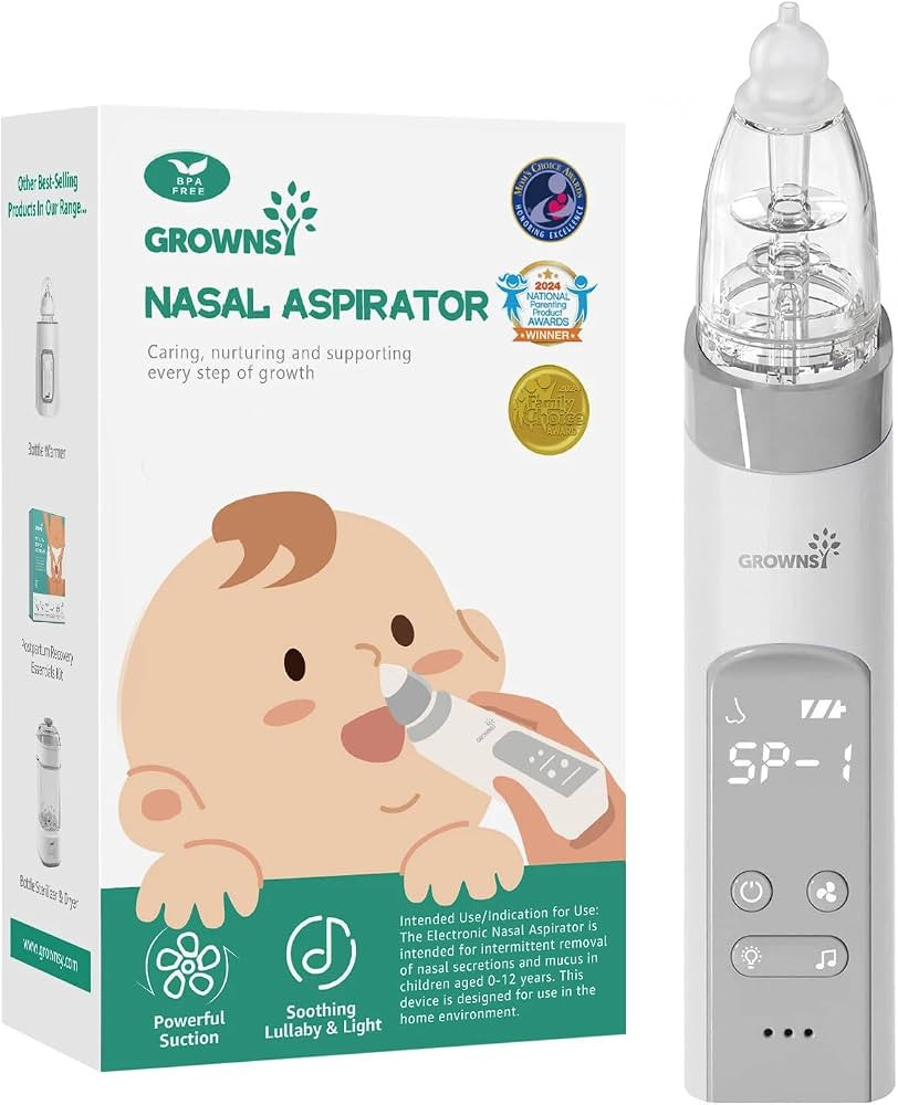 GROWNSY Nasal Aspirator for Baby, Electric Baby Nose Sucker with Larger Suction Chamber and More ... | Amazon (US)