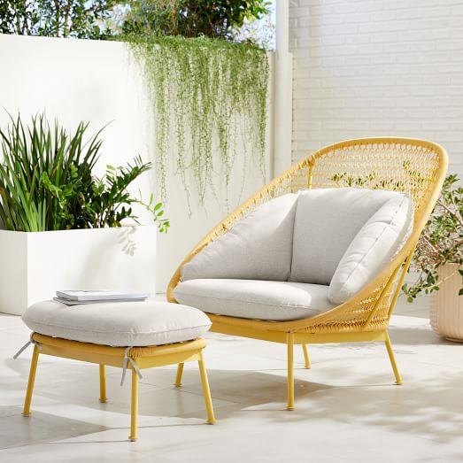Paradise Outdoor Lounge Chair & Ottoman Set | West Elm (US)