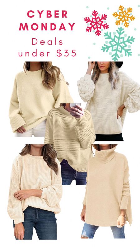 Amazon Holiday Gift Ideas Cream Cozy Winter Sweaters Cyber Monday Deals under $35 #amazon #anazonsweaters #amazondeals #cybermonday #giftsforher #creamsweaters 

#LTKCyberWeek #LTKHoliday #LTKGiftGuide