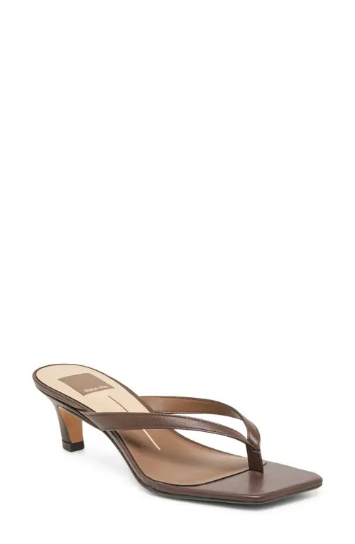 Dolce Vita Ramia Kitten Heel Flip Flop in Dark Brown Leather at Nordstrom, Size 7 | Nordstrom