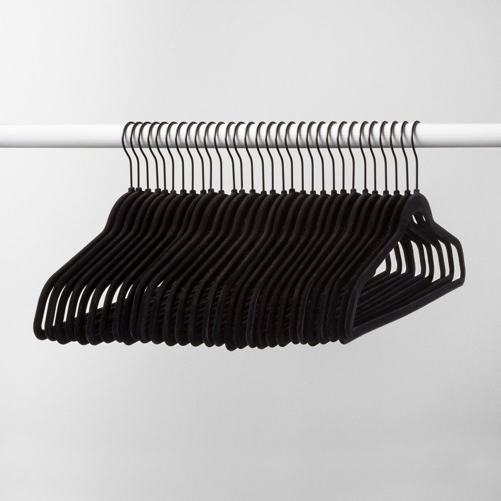 30pk Non Slip Velvet Hanger Black - Made By Design | Target
