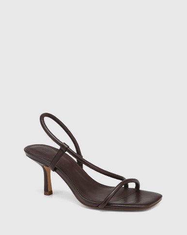 Canyae Mahogany Leather Stiletto Heel Sandal | Wittner