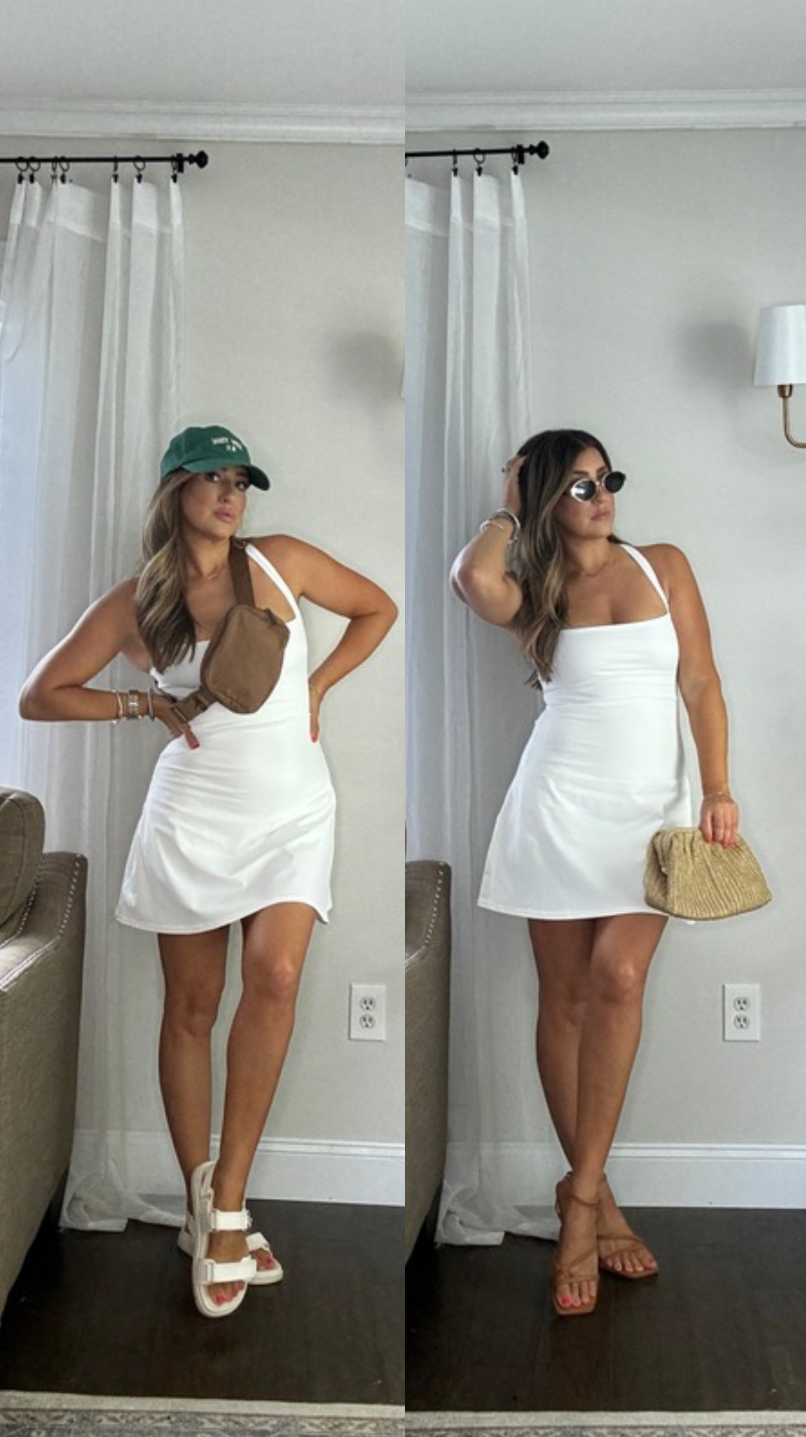 QINSEN Womens Square Neck Tennis Dress Sleeveless Built in Shorts Golf Athletic Dress with Pockets | Amazon (US)