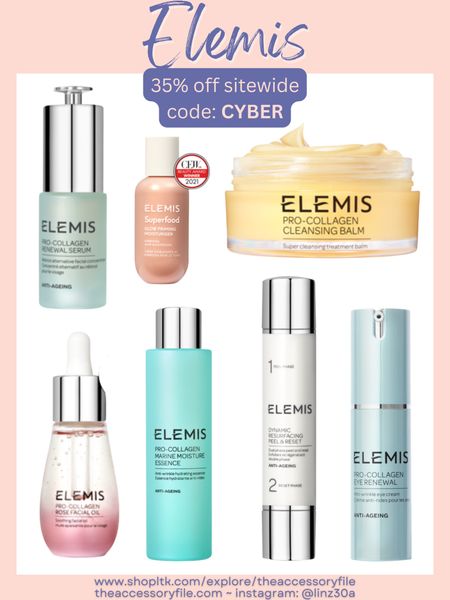 35% off SITEWIDE at Elemis. Code CYBER. 

Skincare, beauty, makeup remover, facial cleanser, toner, facial oil, Black Friday, gift guide, cyber week 
#blushpink #winterlooks #winteroutfits #winterstyle #winterfashion #wintertrends #shacket #jacket #sale #under50 #under100 #under40 #workwear #ootd #bohochic #bohodecor #bohofashion #bohemian #contemporarystyle #modern #bohohome #modernhome #homedecor #amazonfinds #nordstrom #bestofbeauty #beautymusthaves #beautyfavorites #goldjewelry #stackingrings #toryburch #comfystyle #easyfashion #vacationstyle #goldrings #goldnecklaces #fallinspo #lipliner #lipplumper #lipstick #lipgloss #makeup #blazers #primeday #StyleYouCanTrust #giftguide #LTKRefresh #LTKSale #springoutfits #fallfavorites #LTKbacktoschool #fallfashion #vacationdresses #resortfashion #summerfashion #summerstyle #rustichomedecor #liketkit #highheels #Itkhome #Itkgifts #Itkgiftguides #springtops #summertops #Itksalealert #LTKRefresh #fedorahats #bodycondresses #sweaterdresses #bodysuits #miniskirts #midiskirts #longskirts #minidresses #mididresses #shortskirts #shortdresses #maxiskirts #maxidresses #watches #backpacks #camis #croppedcamis #croppedtops #highwaistedshorts #goldjewelry #stackingrings #toryburch #comfystyle #easyfashion #vacationstyle #goldrings #goldnecklaces #fallinspo #lipliner #lipplumper #lipstick #lipgloss #makeup #blazers #highwaistedskirts #momjeans #momshorts #capris #overalls #overallshorts #distressesshorts #distressedjeans #whiteshorts #contemporary #leggings #blackleggings #bralettes #lacebralettes #clutches #crossbodybags #competition #beachbag #halloweendecor #totebag #luggage #carryon #blazers #airpodcase #iphonecase #hairaccessories #fragrance #candles #perfume #jewelry #earrings #studearrings #hoopearrings #simplestyle #aestheticstyle #designerdupes #luxurystyle #bohofall #strawbags #strawhats #kitchenfinds #amazonfavorites #bohodecor #aesthetics 


#LTKsalealert #LTKCyberweek #LTKbeauty