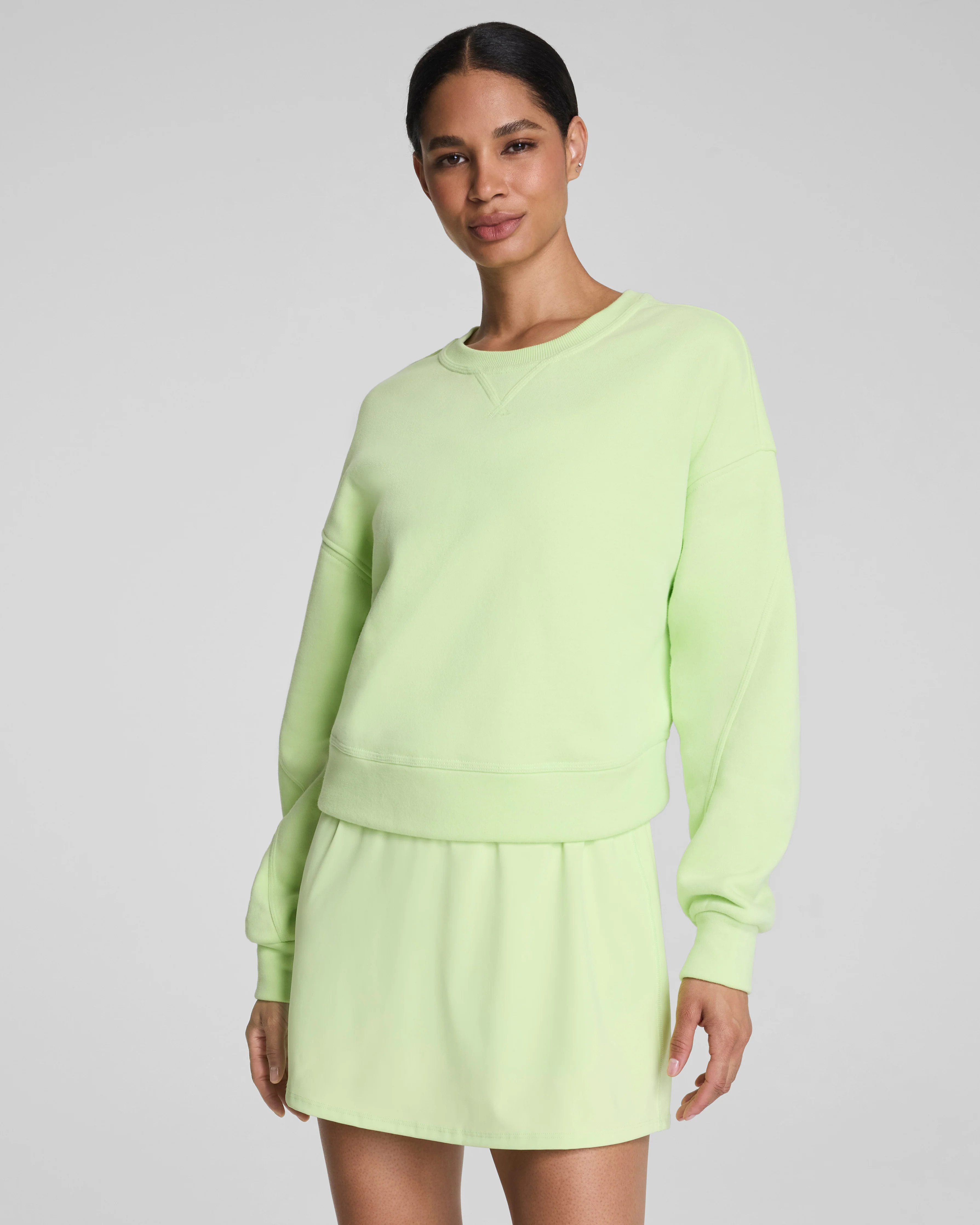 Spanx Women's BoostUp Cotton Fleece Crewneck in Zest | Spanx