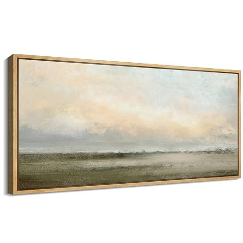 SIGNFORD Extra Large Framed Canvas Print Wall Art Tranquil Landscape at Sunset Illustrations Modern Art Calm Warm for Living Room, Bedroom, Office - 60"x30" | Amazon (US)