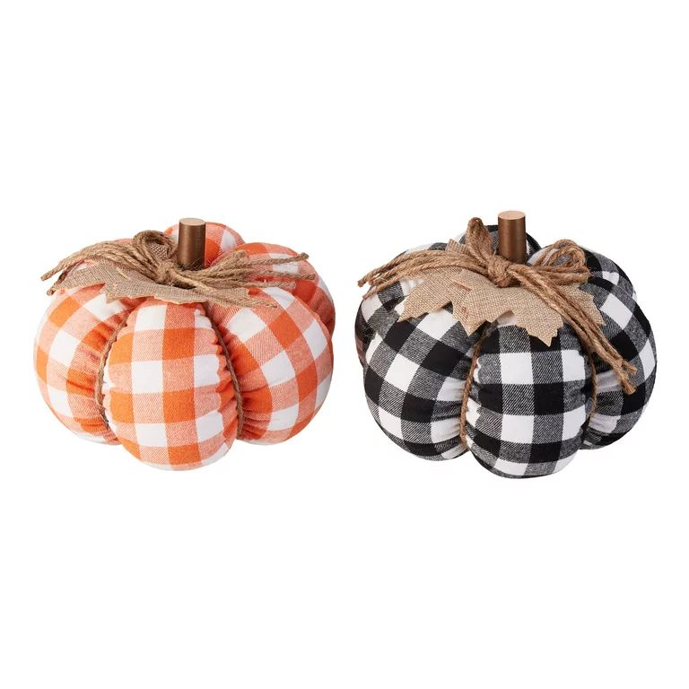 Way To Celebrate Set Of 2 Plaid Pumpkin | Walmart (US)