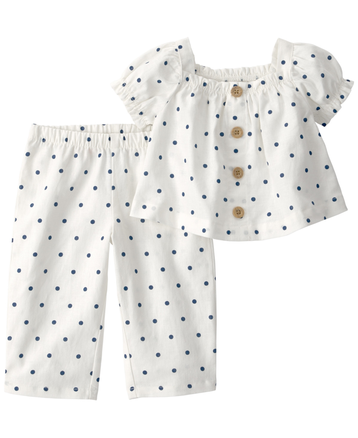 Carter's Baby Girls' Polka Dot Short-Sleeve Top and Pants, 2-Piece Set - White | Macy's