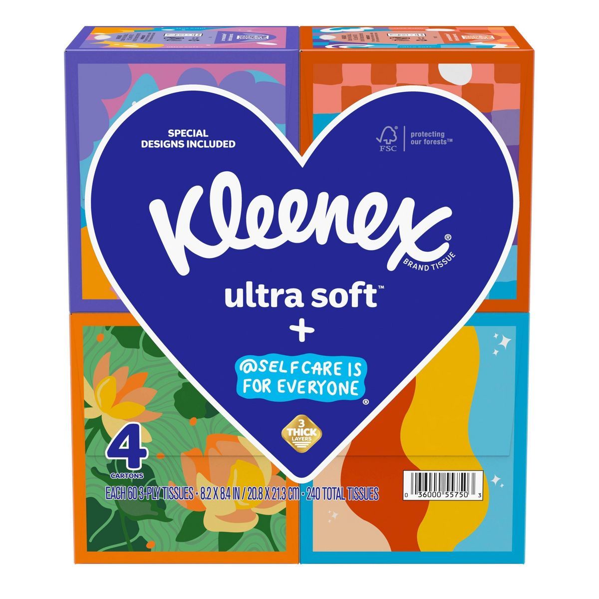 Kleenex Ultra Soft Facial Tissue Self-Care Awareness Pack - 4pk/60ct | Target