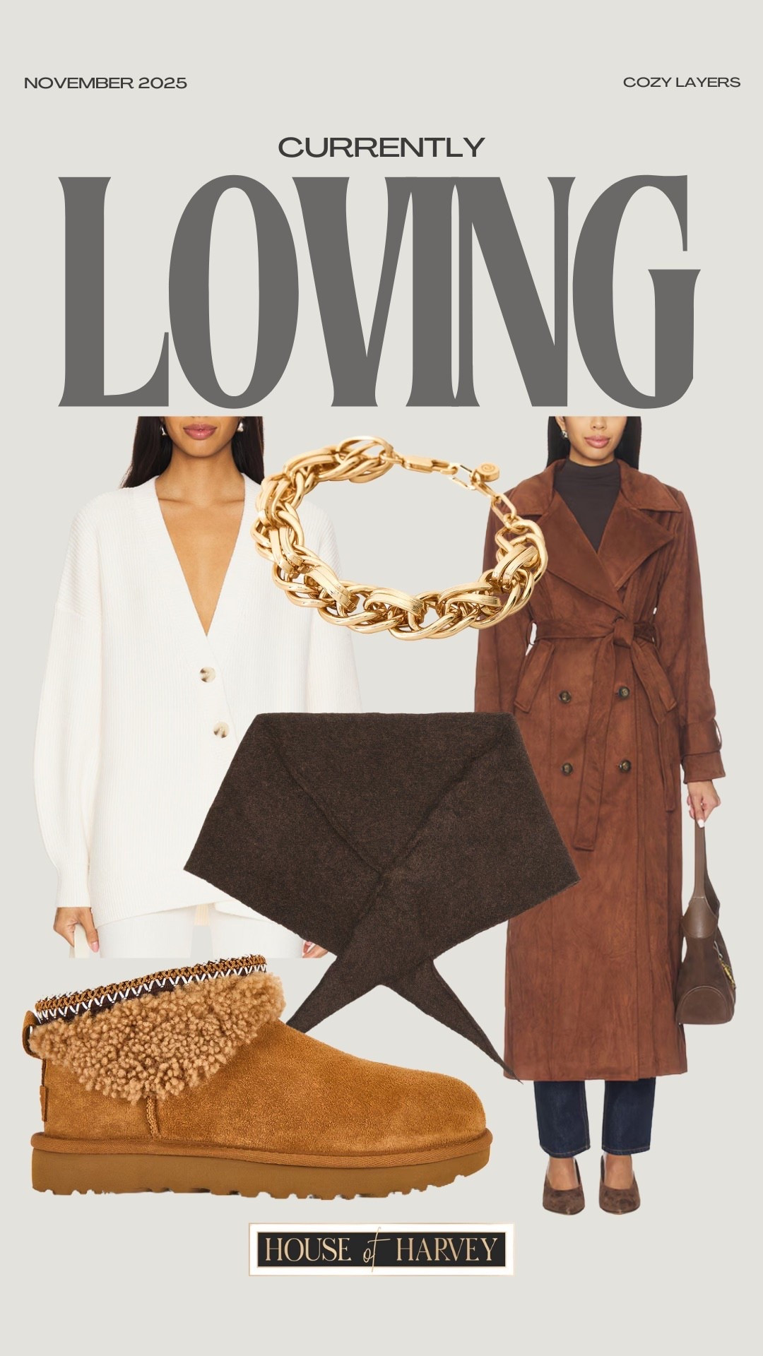 CURRENTLY LOVING—this week it’s all about cozy layers that will be perfect for any fall day! I found a beautiful suede trench coat, oversized cardigan, cozy Uggs, triangle scarf, and a chunky gold bracelet. All items linked ⬆️

#ltkcreator #ltkfinds #ltkwatchnow #revolve #revolvefinds #fall #fallfinds #falloutfits #fallfashion #trench #trenchcoat #suede #trianglescarf #uggs #cardigan 

#LTKootd #LTKTall #LTKStyleTip