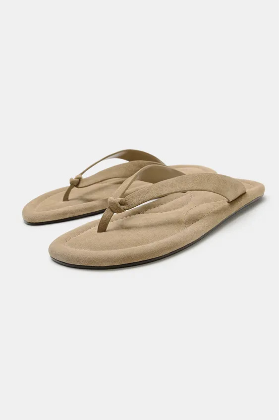 FLAT LEATHER SANDALS | Zara UK