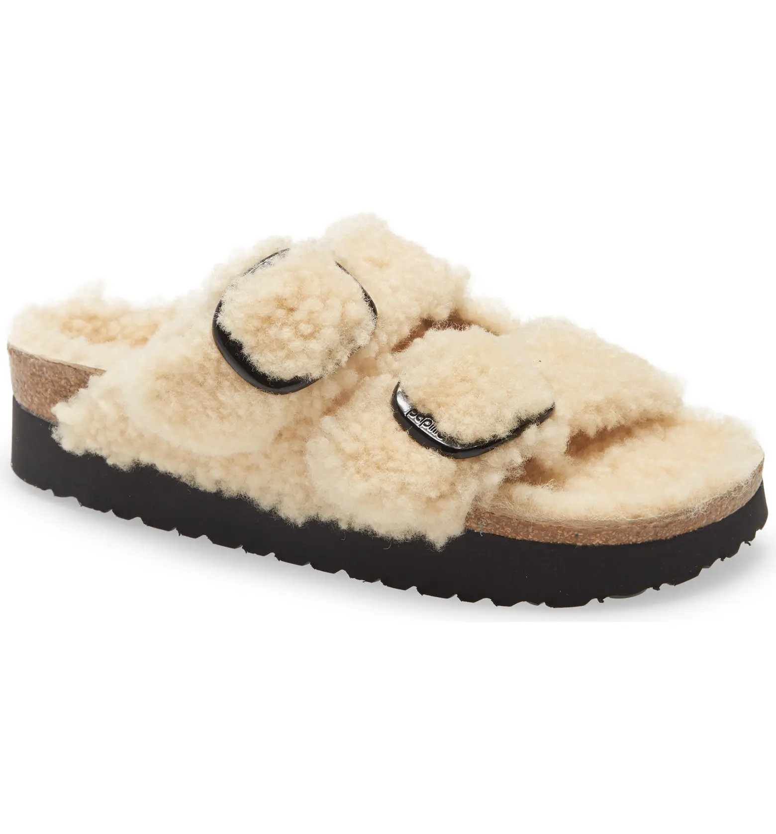 Papillio by Birkenstock Arizona Big Buckle Genuine Shearling Slide Sandal | Nordstrom