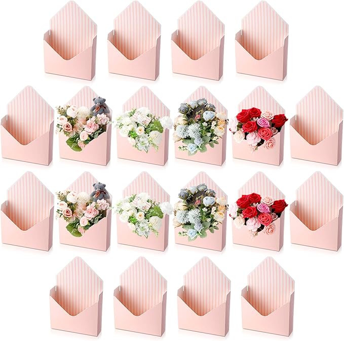 Geyee 20 Pcs Florist Bouquet Envelope Boxes Valentine's Day Pink Flower Bouquet Packaging Gift Pa... | Amazon (US)