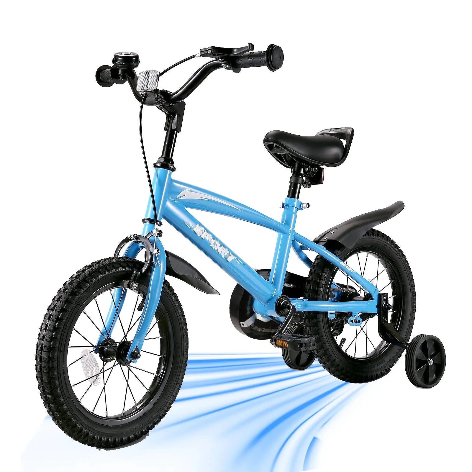 Naipo  14 Inch Kids Bike Girls and Boys Blue Bike with Removable Training Wheels | Walmart (US)