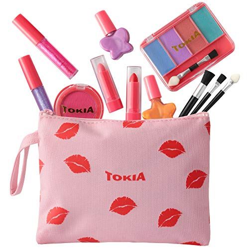 Kids Makeup Kit for Girl, Washable Non-Toxic Little Girl Makeup Set with Cosmetic Bag | Amazon (US)