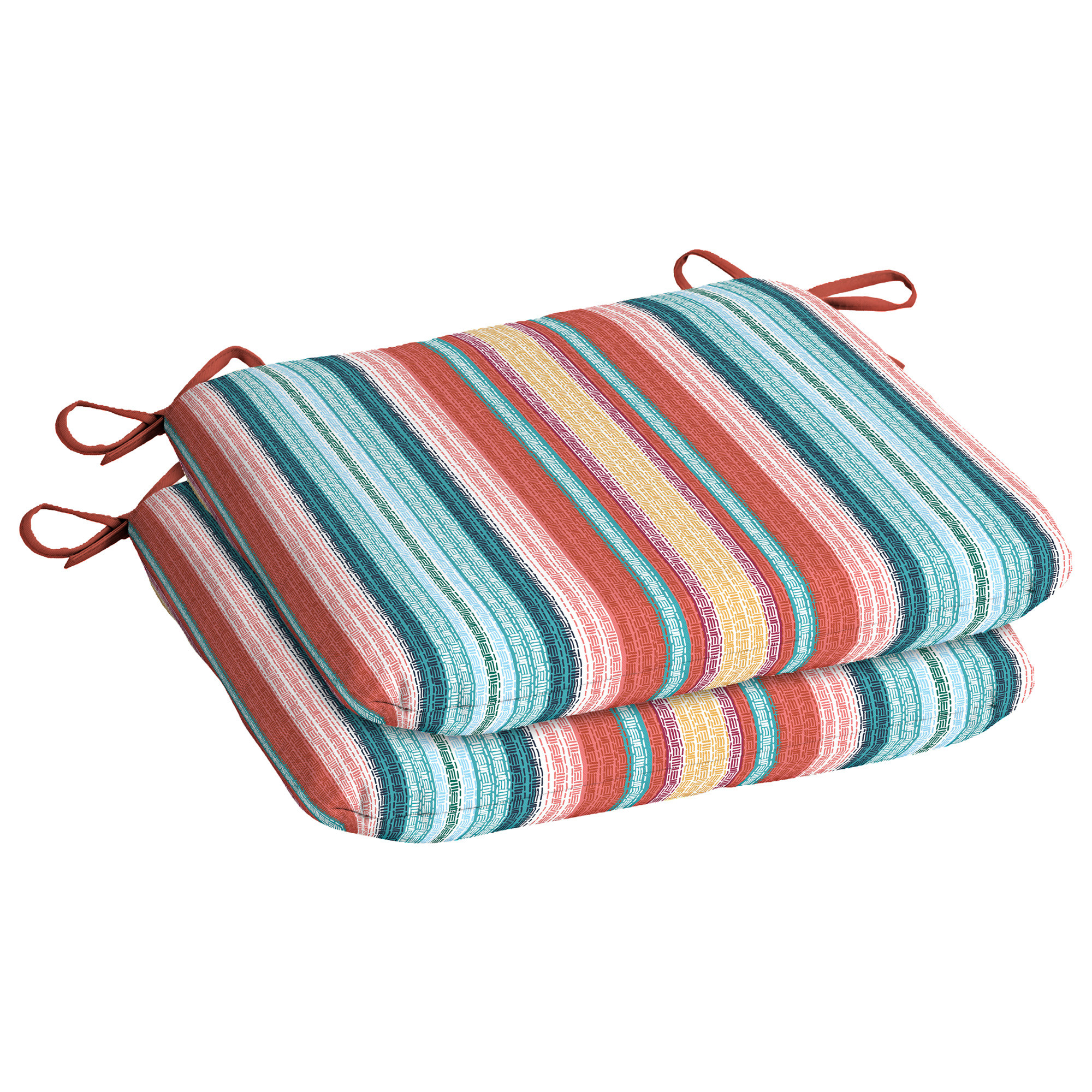 Mainstays 17" x 15.5" Multi-color Multi Stripe Rectangle Chair Outdoor Seating Cushions (2 Pack) ... | Walmart (US)