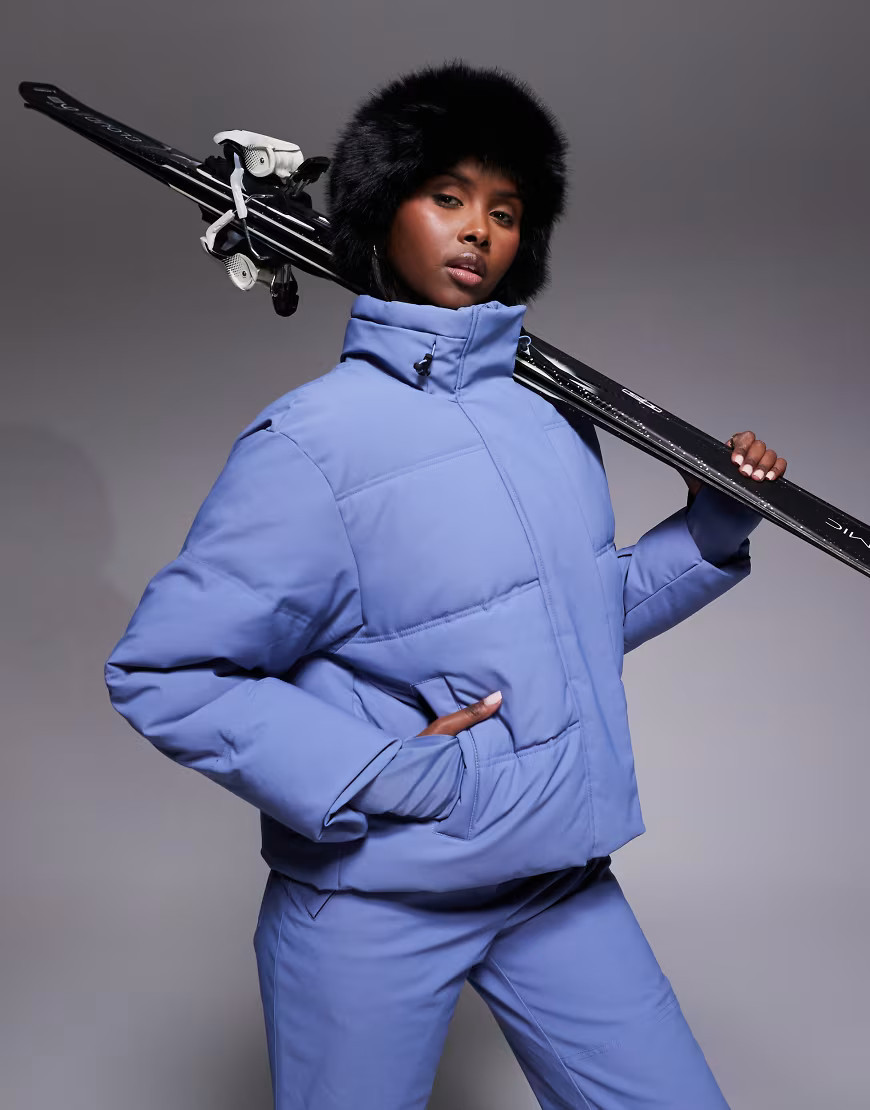 ASOS 4505 - Ski - Puffer ski-jack met rechte pasvorm in krijtblauw | ASOS (Global)