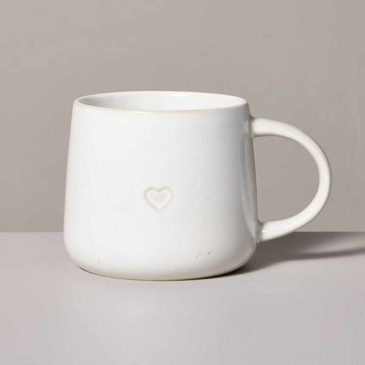 16oz Reactive Glaze Stoneware Valentine's Day Mug with Embossed Heart Sour Cream - Hearth & Hand... | Target