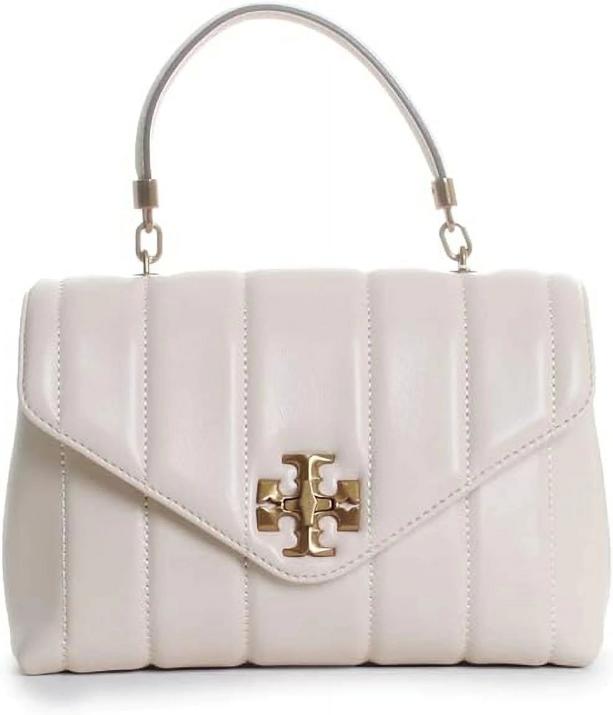 Tory Burch Kira Ivory White Small Brie Leather Top Handle Quilted Handbag New | Walmart (US)