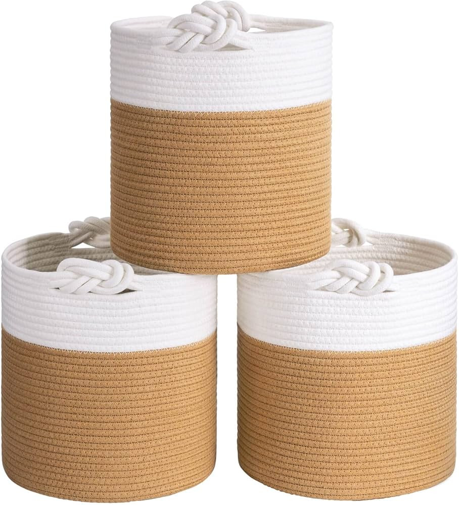 Goodpick 3 Pack 11 Inch Cube Storage Bins for Shelves and Closets, Decorative Baskets for Toys, T... | Amazon (US)