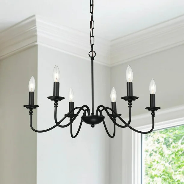 Black Farmhouse Chandelier 6-Light Industrial Iron Chandelier Lighting Pendant Light Fixture Ceil... | Walmart (US)