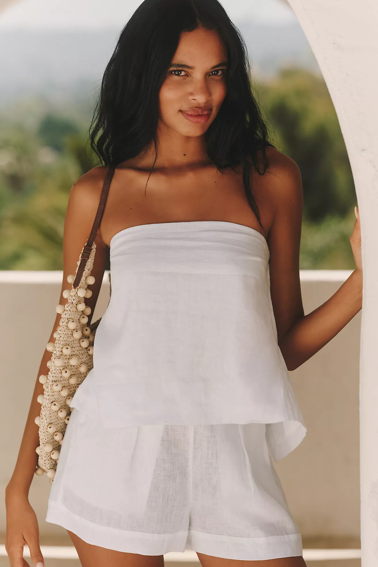 LSPACE Tessa Linen Strapless Open-Back Top | Anthropologie (US)
