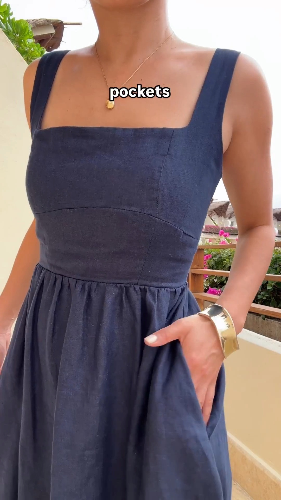 (This is the regular! Not petite) 

• Quince 100% Linen Fit & Flare Midi Dress - I’m wearing XS regular in this video, but XS petite is now available. 

I found the petite to be about 2” shorter in length, slightly shorter and smaller in the torso in comparison to regular. If you like a longer midi length then I’d stick to regular. 

Classic 100% linen dress. Pockets, adjustable straps, lighter colors are lined in cotton. 

Summer dresses, petite friendly dresses, europe vacation, navy dress

#LTKootd #LTKPetite #LTKTravel