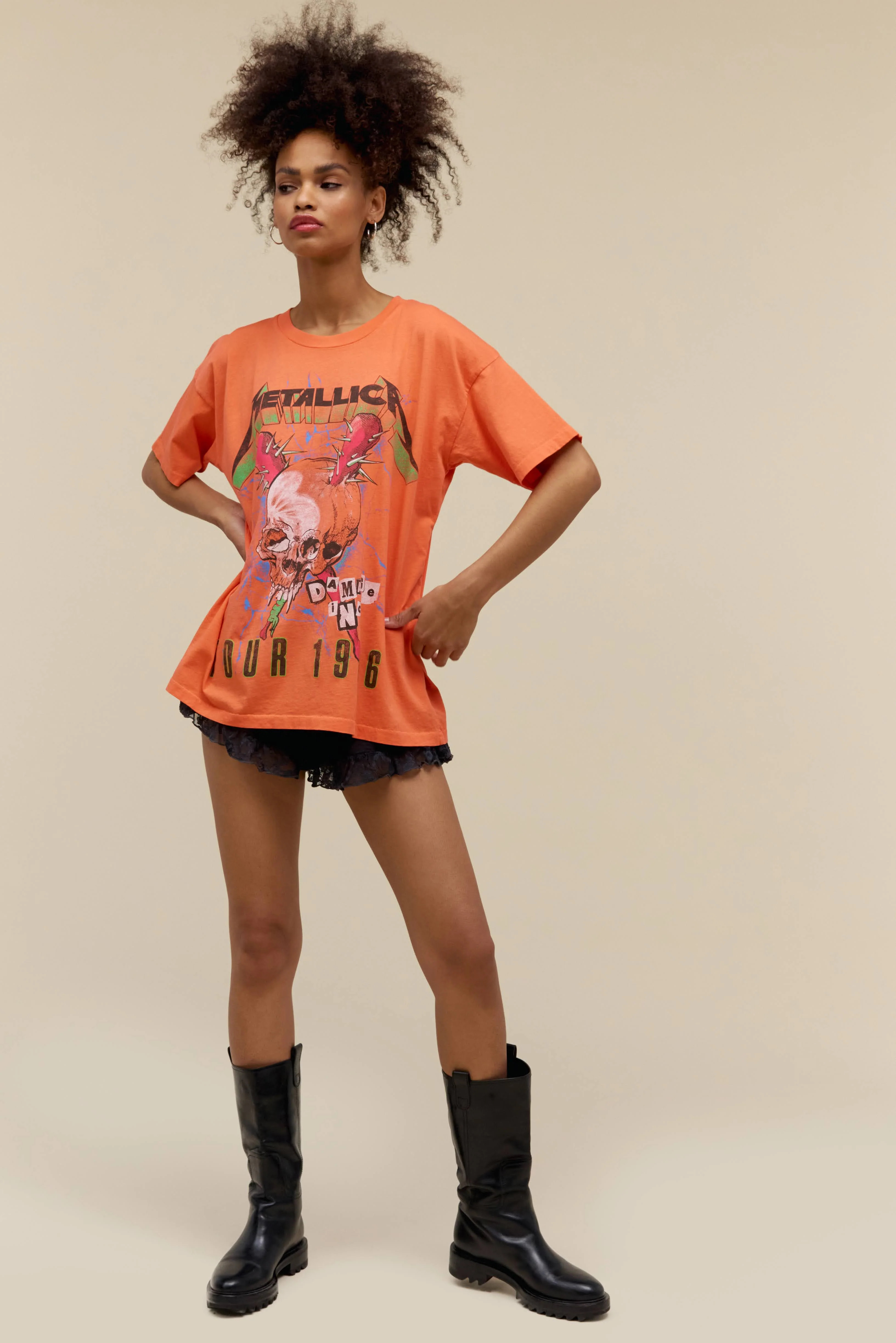 Metallica Damage Inc Tour 1986 Merch Tee in Coral Sunset | Daydreamer