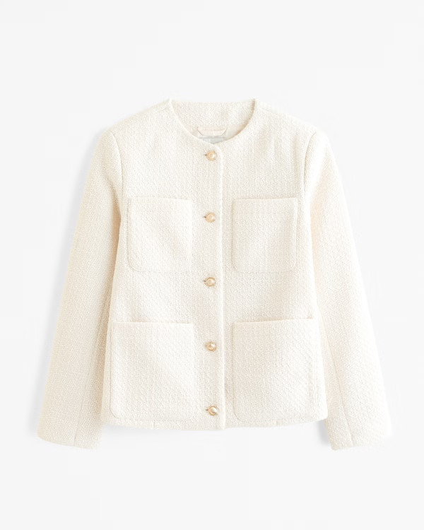 Collarless Tweed Jacket | Abercrombie & Fitch (UK)